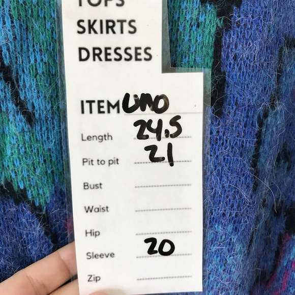 Uno&una Vintage Knit Floaral Sweater Blue Size Large Geometric - Picture 13 of 13